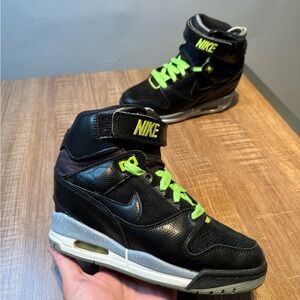Women’s Size 6.5 - Nike Air Revolution Sky Hi Hidden Wedge Black Volt 599410-012